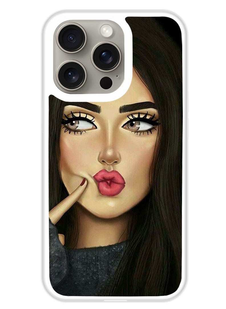 Theodor Protective Case Cover For APPLE IPHONE 15 Pro Dimple Girl  (White Bumper) - Image 1