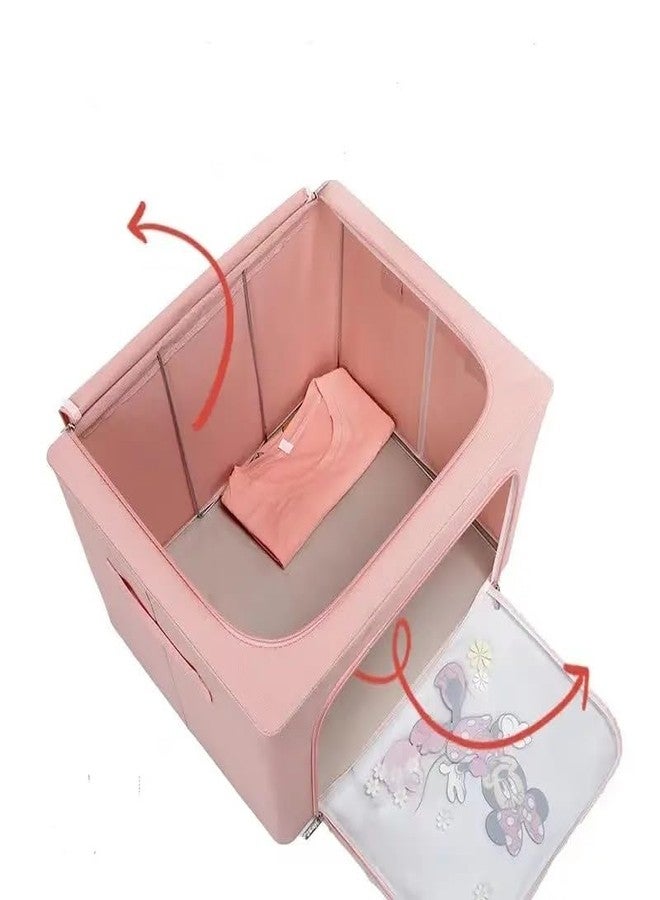 ABUDIT Clothes Storage Bag Organizer Container Foldable Steel Frame Basket Clear Window & Carry Handles & Zipper for Closet, Bed 66L Disney Print Kids Clothes Toys Quilt Storage Box - Image 4