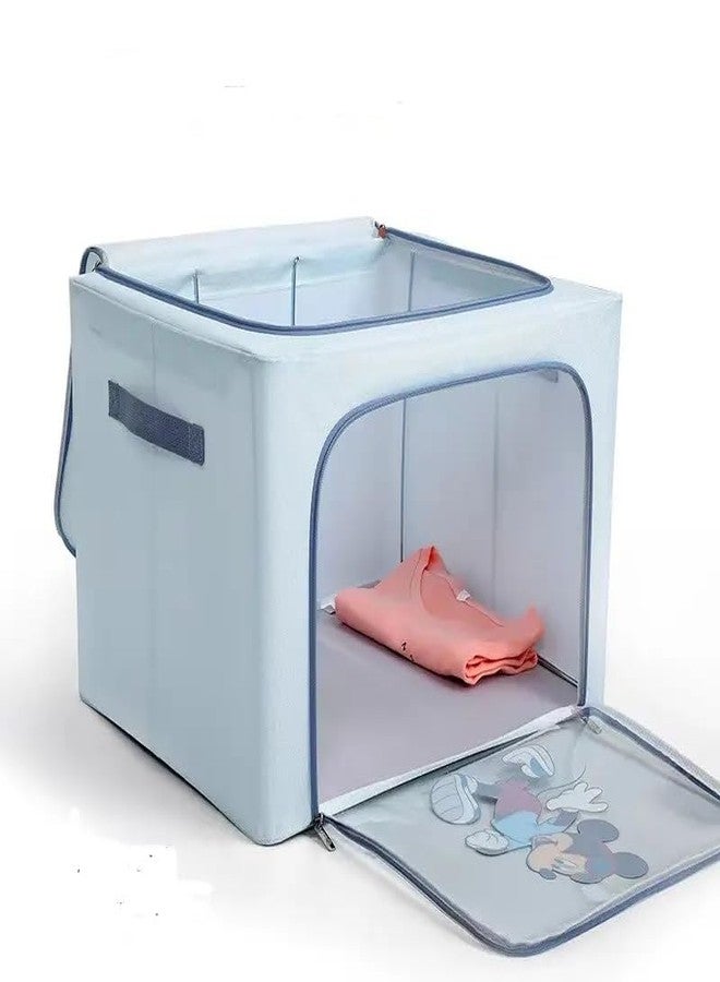 ABUDIT Clothes Storage Bag Organizer Container Foldable Steel Frame Basket Clear Window & Carry Handles & Zipper for Closet, Bed 66L Disney Print Kids Clothes Toys Quilt Storage Box - Image 2