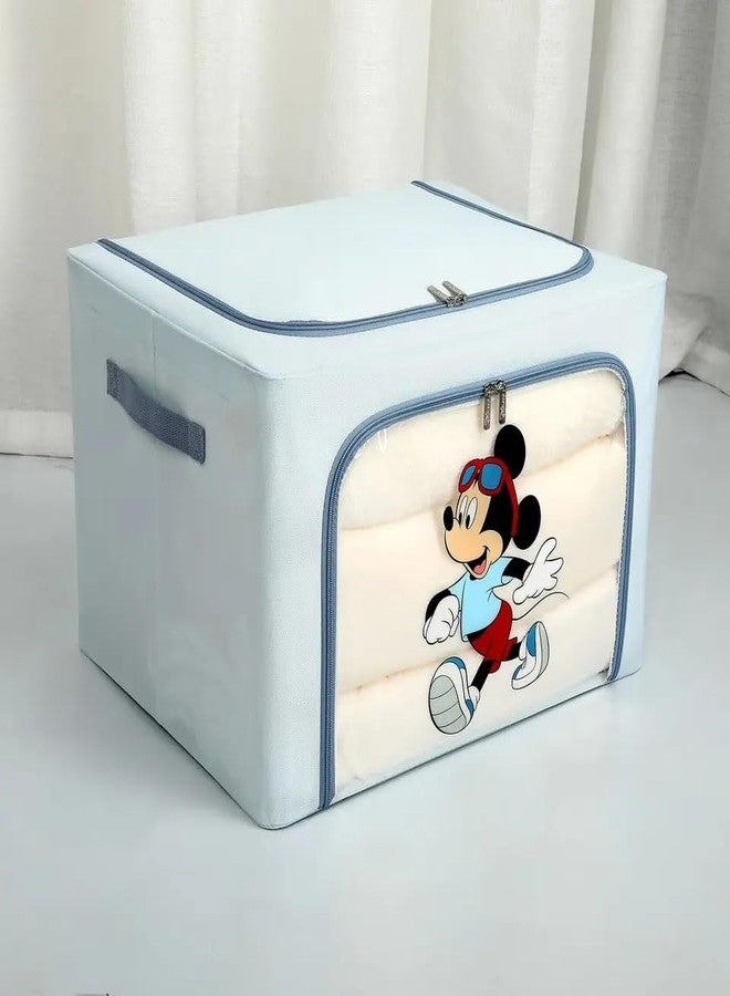 ABUDIT Clothes Storage Bag Organizer Container Foldable Steel Frame Basket Clear Window & Carry Handles & Zipper for Closet, Bed 66L Disney Print Kids Clothes Toys Quilt Storage Box - Image 5