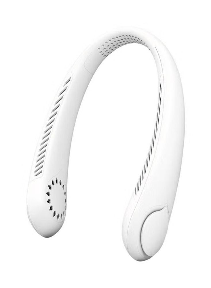 Dream Zone Mini Cooling Fan USB Rechargeable Leafless Portable Folding Sports Hanging Neck Fan White - Image 1