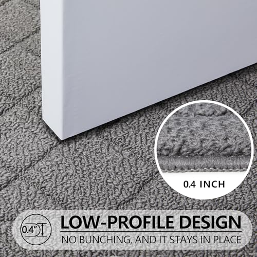 REFETONE Indoor Doormat, Front Back Door Mat 24"x36" Rubber Backing Non Slip Mats, Absorbent Washable Entrance Doormat for Entryway, Resist Dirt Low-Profile Inside Floor Mat for Muddy Shoes Light Grey - Image 3