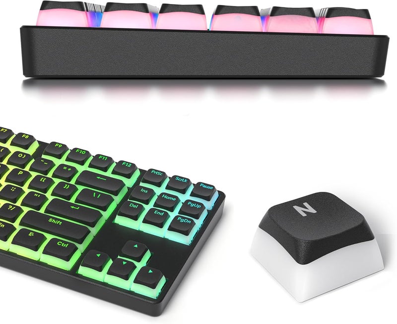 surmen Pudding Keycaps Double Shot PBT Keycaps XDA Profile Translucent Layer Replacement for Full Size, TKL, 75%, 60% Layouts(Black) - Image 2