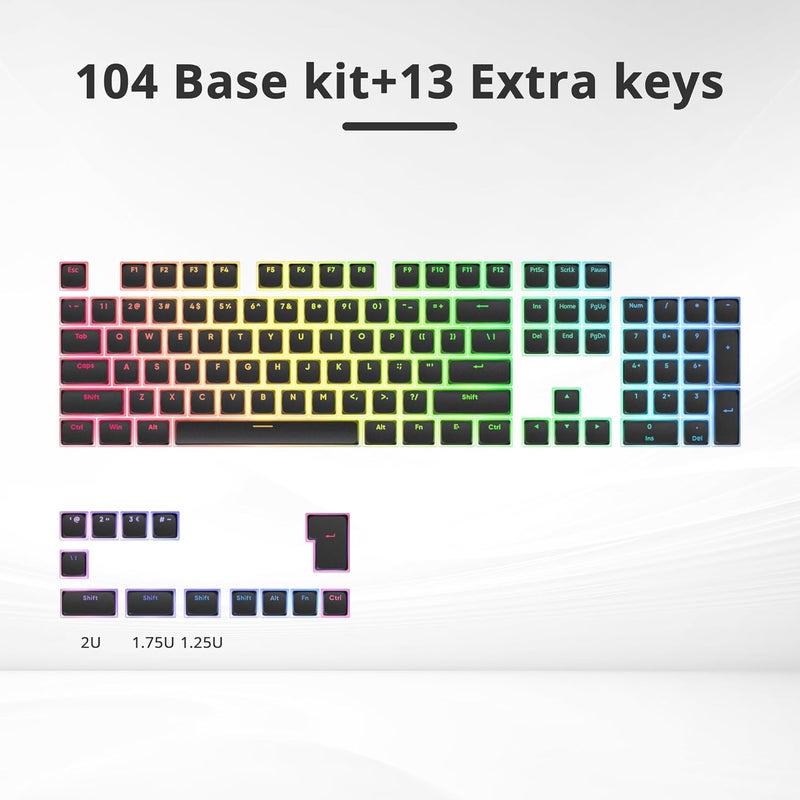 surmen Pudding Keycaps Double Shot PBT Keycaps XDA Profile Translucent Layer Replacement for Full Size, TKL, 75%, 60% Layouts(Black) - Image 4