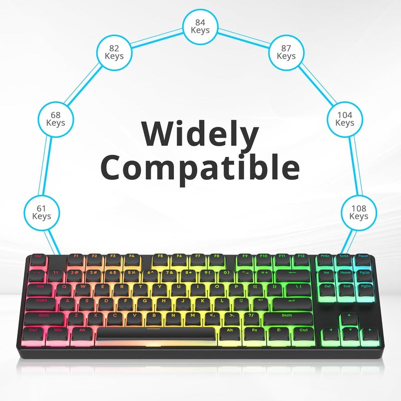 surmen Pudding Keycaps Double Shot PBT Keycaps XDA Profile Translucent Layer Replacement for Full Size, TKL, 75%, 60% Layouts(Black) - Image 3