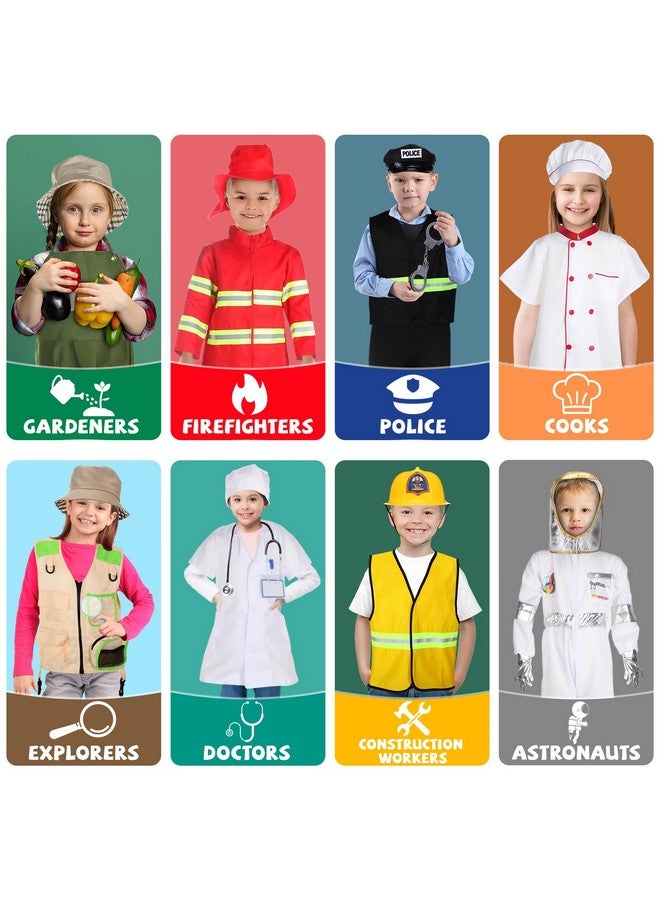Vicenpal 8 Sets Pretend Play Kids Costumes Set Christmas Gifts Washable Chef Construction Policeman Fireman Costumes Doctor Astronaut Costumes For Boys Toddler Girls Kids - Image 2
