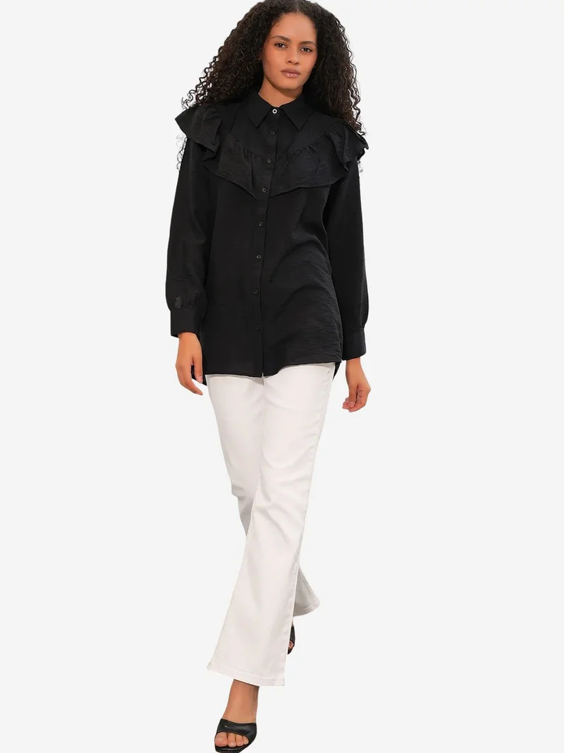 بيغ دارت BDART Long Relaxed Shirt With Frill Detail
