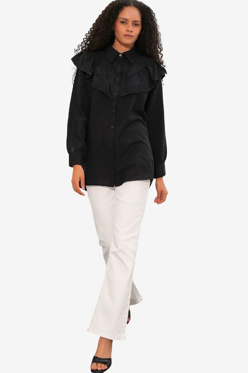 بيغ دارت BDART Long Relaxed Shirt With Frill Detail