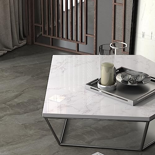 OSECAGE White/Gray Glossy Marble Contact Paper Wallpaper 15.8"x78.7" Peel and Stick Wallpaper Self Adhesive Thick Removable Waterproof DIY Vinyl Film for Kitchen Countertops Cabinet Furniture Refurbishment - Image 2