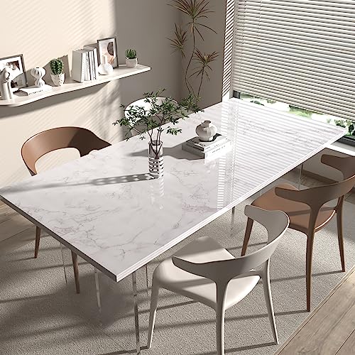 OSECAGE White/Gray Glossy Marble Contact Paper Wallpaper 15.8"x78.7" Peel and Stick Wallpaper Self Adhesive Thick Removable Waterproof DIY Vinyl Film for Kitchen Countertops Cabinet Furniture Refurbishment - Image 3