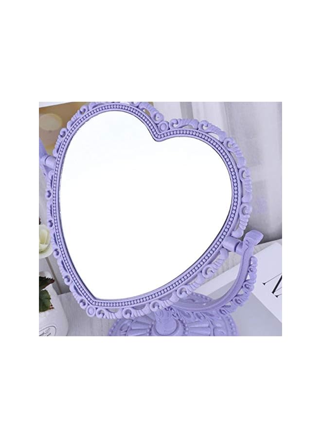 The Bros 1 Pack Simple and Lovely Heart-Shaped Cosmetic Mirror Plastic Double-Sided Rotatable Dresser Mirror Lightweight Mirror Bathroom Bedroom Mirror （Four-Color）(Purple) - Image 4