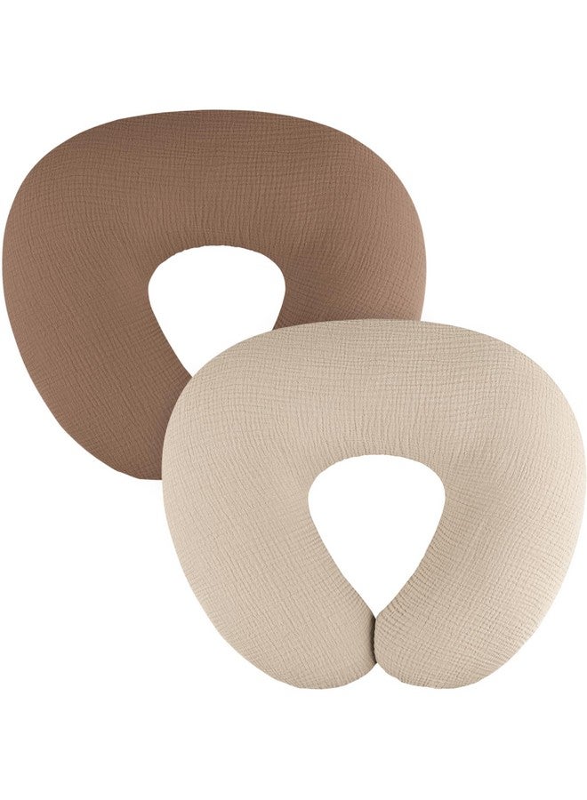 MairMore 2-Pack Muslin Nursing Pillow Covers, Breathable 100% Cotton Breastfeeding Pillow Slipcovers for Standard Nursing Pillows, Soft Covers for Baby Girls and Boys with Zipper