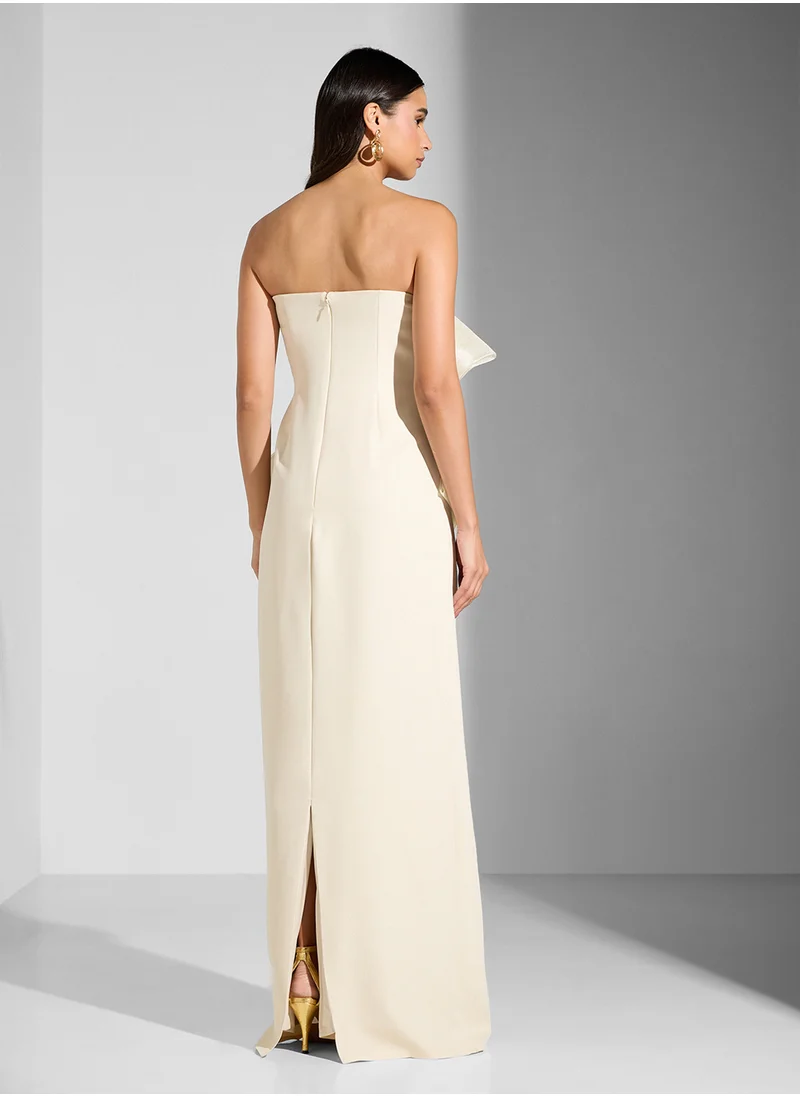 Namshi x Bow Applique Bardot Shimmer Dress