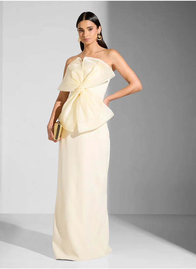 Namshi x Bow Applique Bardot Shimmer Dress