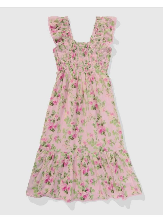 Aerie Floral Ruffle Midi Dress