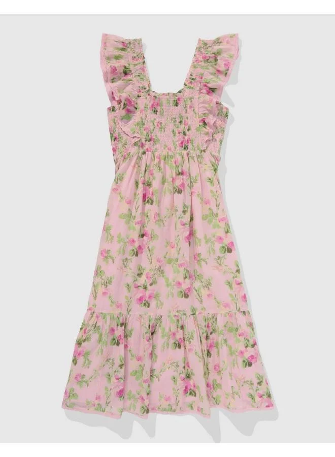 آري من امريكان ايجل Floral Ruffle Midi Dress