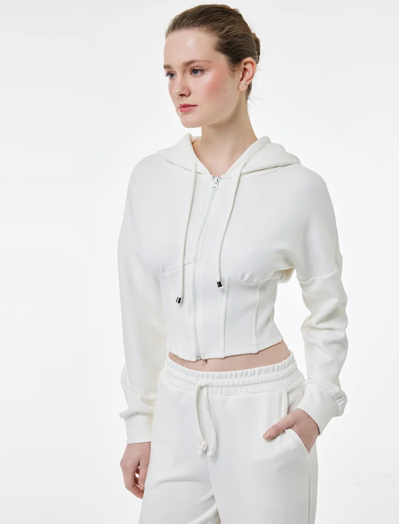 كوتون Hooded Crop Sweatshirt