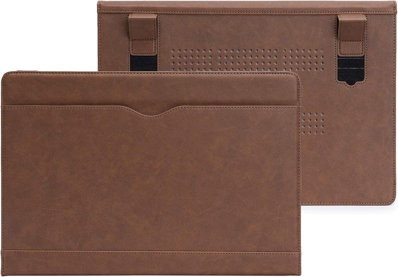 TT TYTX TYTX متوافق مع غلاف MacBook Pro من الجلد مقاس 16 بوصة 2019 2020 A2141 مع Touch ID حافظة كمبيوتر محمول واقية فوليو غلاف كتاب مع فتحات تهوية، بني داكن - Image 3