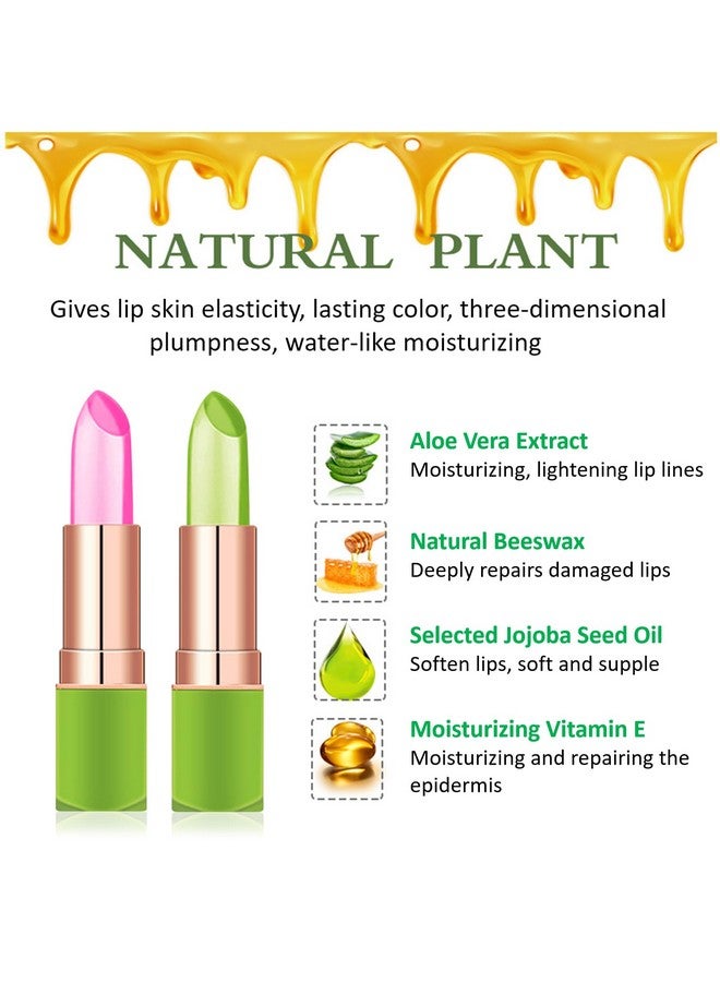 BKPPLZP 2 Pieces Aloe Vera Lipsticklong Lasting Moisturizing Lip Balmnourishing Lip Sticklipsticklip Balmmagic Temp Color Changewaterproof Lip Gloss Matte Makeup - Image 4