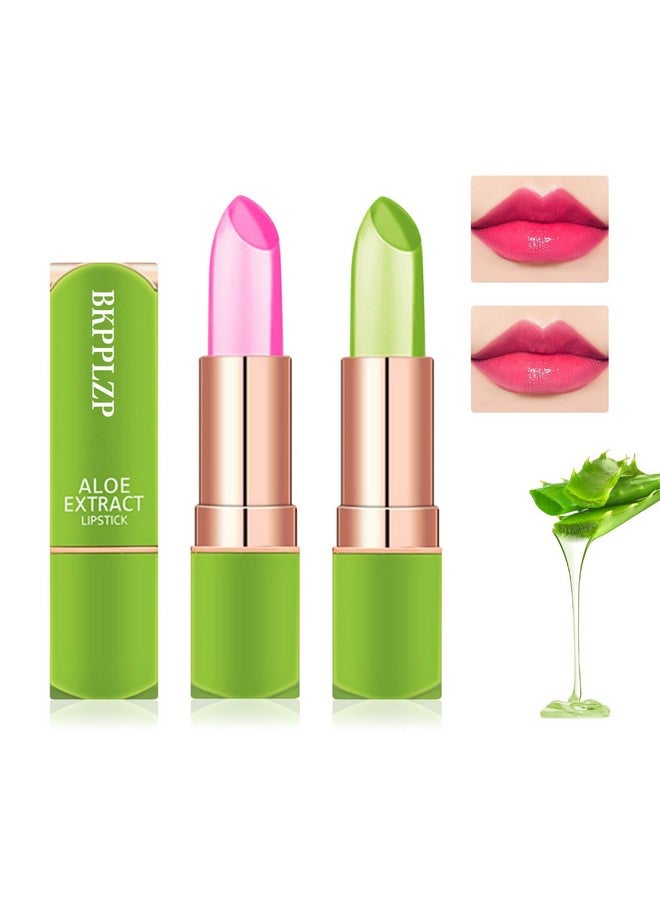 BKPPLZP 2 Pieces Aloe Vera Lipsticklong Lasting Moisturizing Lip Balmnourishing Lip Sticklipsticklip Balmmagic Temp Color Changewaterproof Lip Gloss Matte Makeup - Image 1