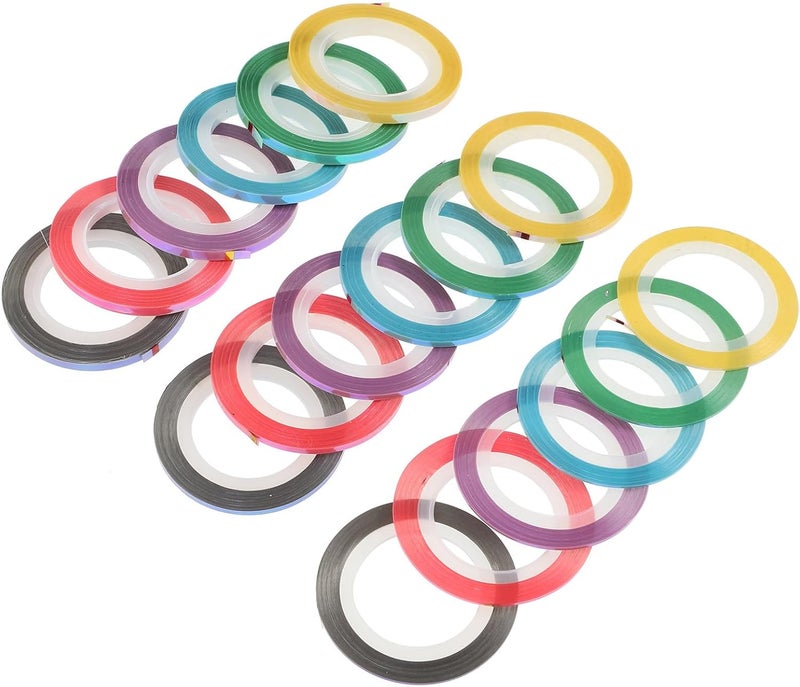 Artibetter 18 Rolls Nail Tape Strips Manicure Sticker Nail Striping Tape Adhesive Metallic Lines 1.2-3mm for Women DIY Salon Use - Image 1