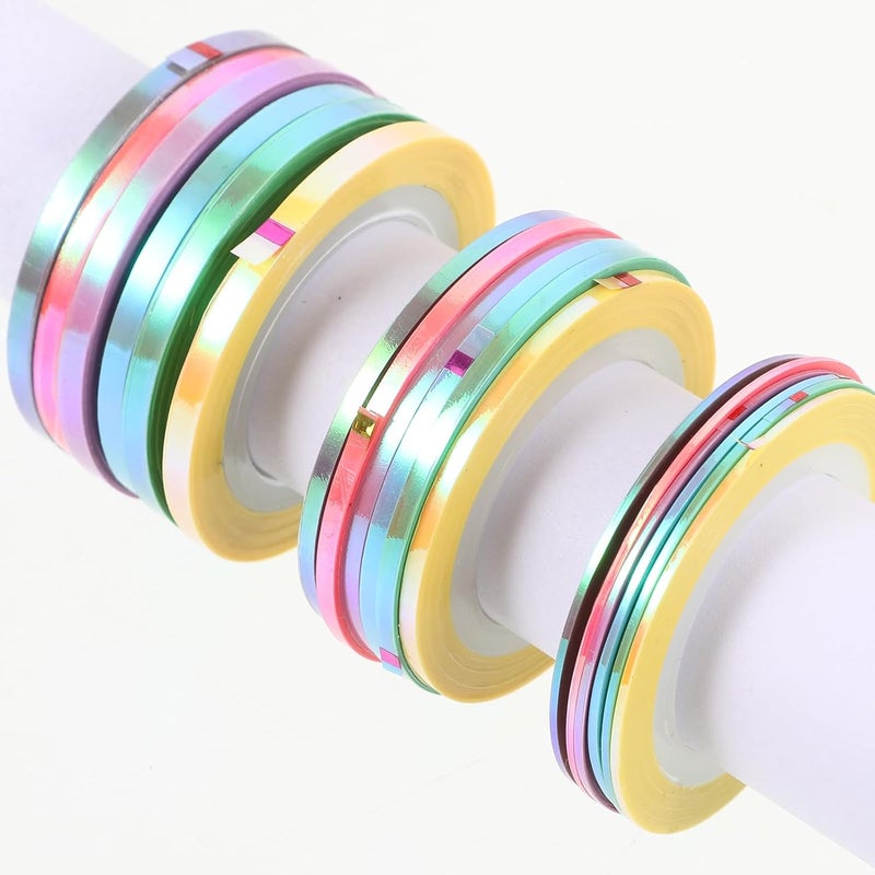 Artibetter 18 Rolls Nail Tape Strips Manicure Sticker Nail Striping Tape Adhesive Metallic Lines 1.2-3mm for Women DIY Salon Use - Image 3