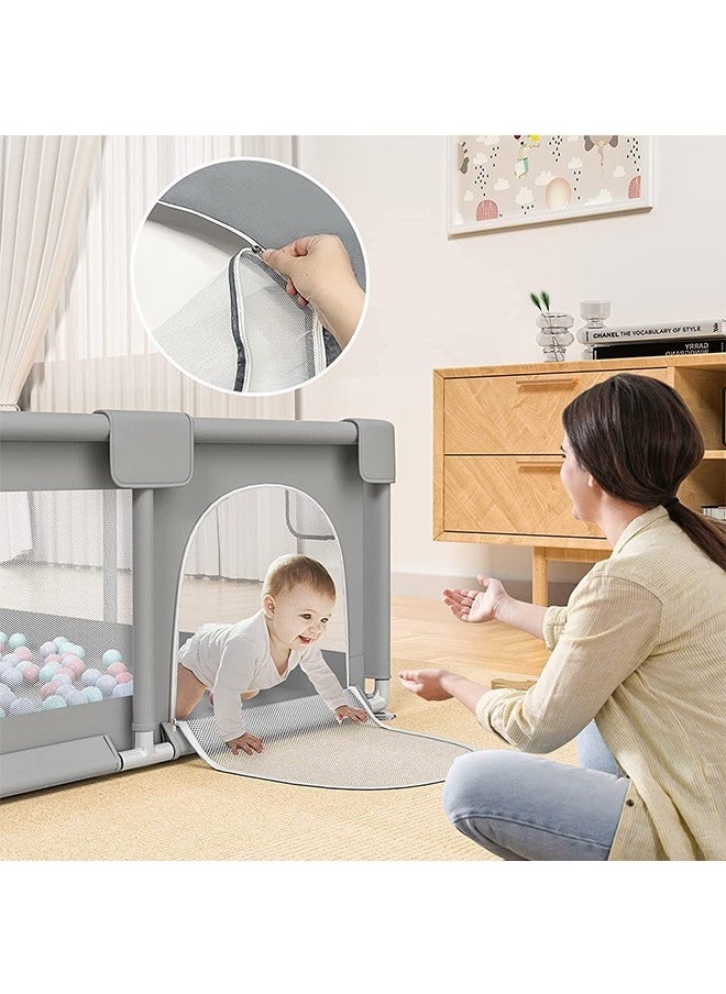 WEMART - Baby Playpen, 200 * 180cm Playpen for Toddlers, with Door and Suction Cup, Baby Safe Activity Center, Large Playpen, Baby Bumper Foam Playpen with Breathable Mesh, Safe Playpen for Toddlers - Image 1
