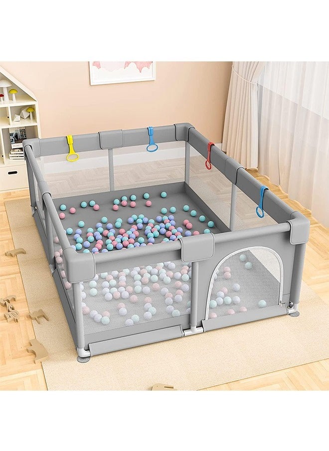 WEMART - Baby Playpen, 200 * 180cm Playpen for Toddlers, with Door and Suction Cup, Baby Safe Activity Center, Large Playpen, Baby Bumper Foam Playpen with Breathable Mesh, Safe Playpen for Toddlers - Image 1