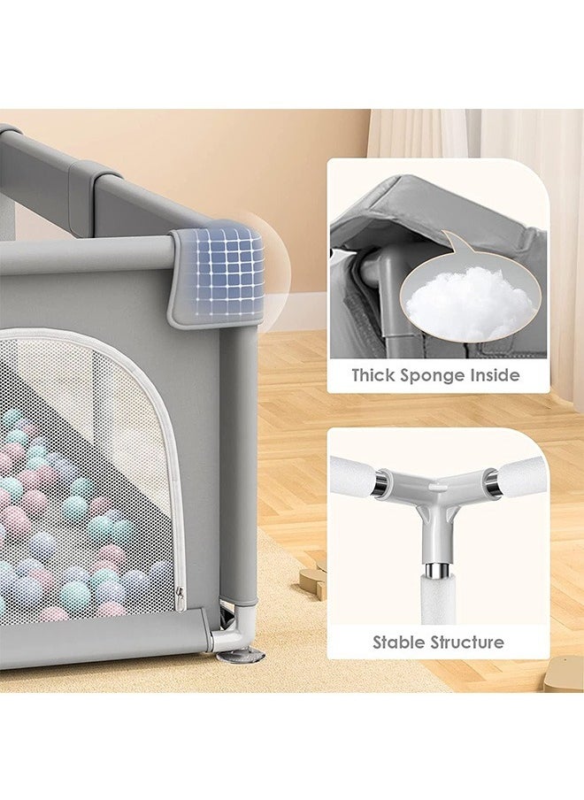WEMART - Baby Playpen, 200 * 180cm Playpen for Toddlers, with Door and Suction Cup, Baby Safe Activity Center, Large Playpen, Baby Bumper Foam Playpen with Breathable Mesh, Safe Playpen for Toddlers - Image 1