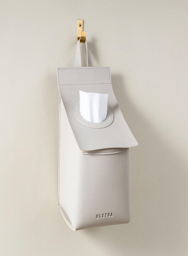 OLETHA Square Tissue Box Cover - Compatible with Kleenex & Puffs Tissues Cube Boxes - Aesthetic Space-Saving Holder for Bathroom, RV, Office & Desk - Light Taupe - Image 1