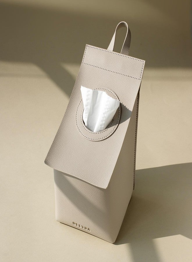 OLETHA Square Tissue Box Cover - Compatible with Kleenex & Puffs Tissues Cube Boxes - Aesthetic Space-Saving Holder for Bathroom, RV, Office & Desk - Light Taupe - Image 2