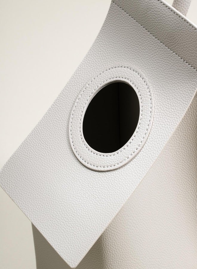 OLETHA Square Tissue Box Cover - Compatible with Kleenex & Puffs Tissues Cube Boxes - Aesthetic Space-Saving Holder for Bathroom, RV, Office & Desk - Light Taupe - Image 4