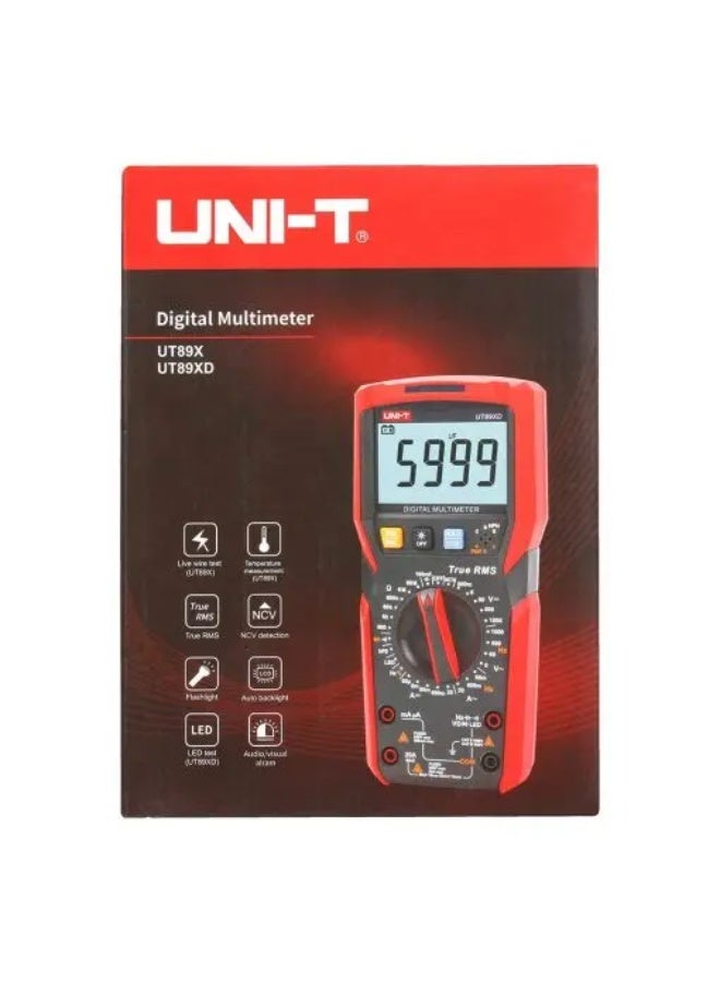يوني تي جهاز قياس متعدد رقمي UNI-T UT 89XD، تيار متردد/مستمر 1000 فولت، 20 أمبير، سعة، تردد، hFE، اختبار LED - Image 2