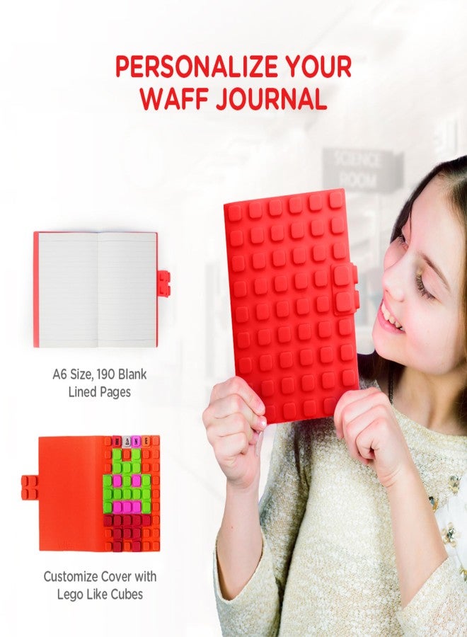 WAFF Red Journal Notebook Diary with Soft Lock, A6 Diary Notebook With 70 Decor Cubes, Refillable Notebook, 190 Lined Pages, Diary with Lock - Image 4