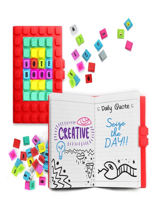 WAFF Red Journal Notebook Diary with Soft Lock, A6 Diary Notebook With 70 Decor Cubes, Refillable Notebook, 190 Lined Pages, Diary with Lock - Image 1