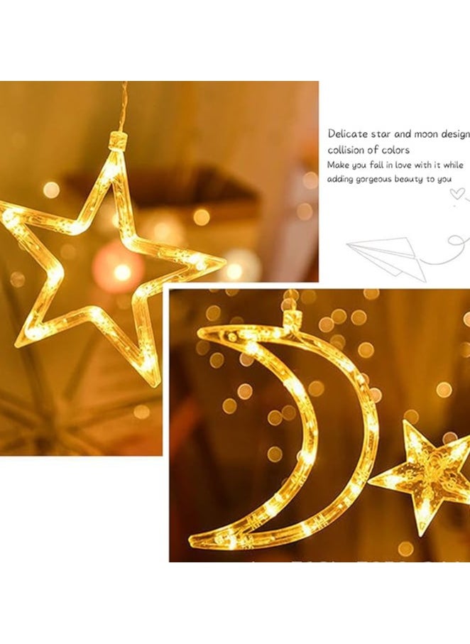 ماركة غير محددة Chenever ستار القمر ستارة رمضان أضواء خرافية 3.5M أضواء الستار LED إكليل زينة الزفاف رمضان حفلة عيد الميلاد لحديقة المنزل  - Image 3