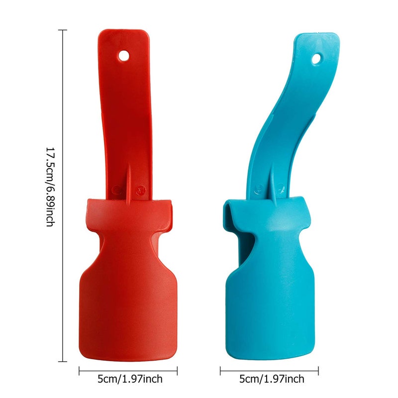 Boao 4 Pcs Lazy Shoe Helper Portable Sock Short Slider Handled Shoes Horn Shoe Lifting Helper Tool Easy on Easy Off Plastic Shoehorn for Men Women Kids Seniors - Image 2