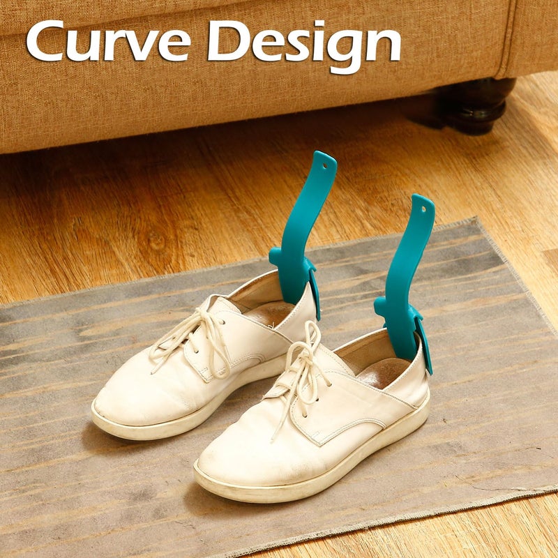 Boao 4 Pcs Lazy Shoe Helper Portable Sock Short Slider Handled Shoes Horn Shoe Lifting Helper Tool Easy on Easy Off Plastic Shoehorn for Men Women Kids Seniors - Image 3