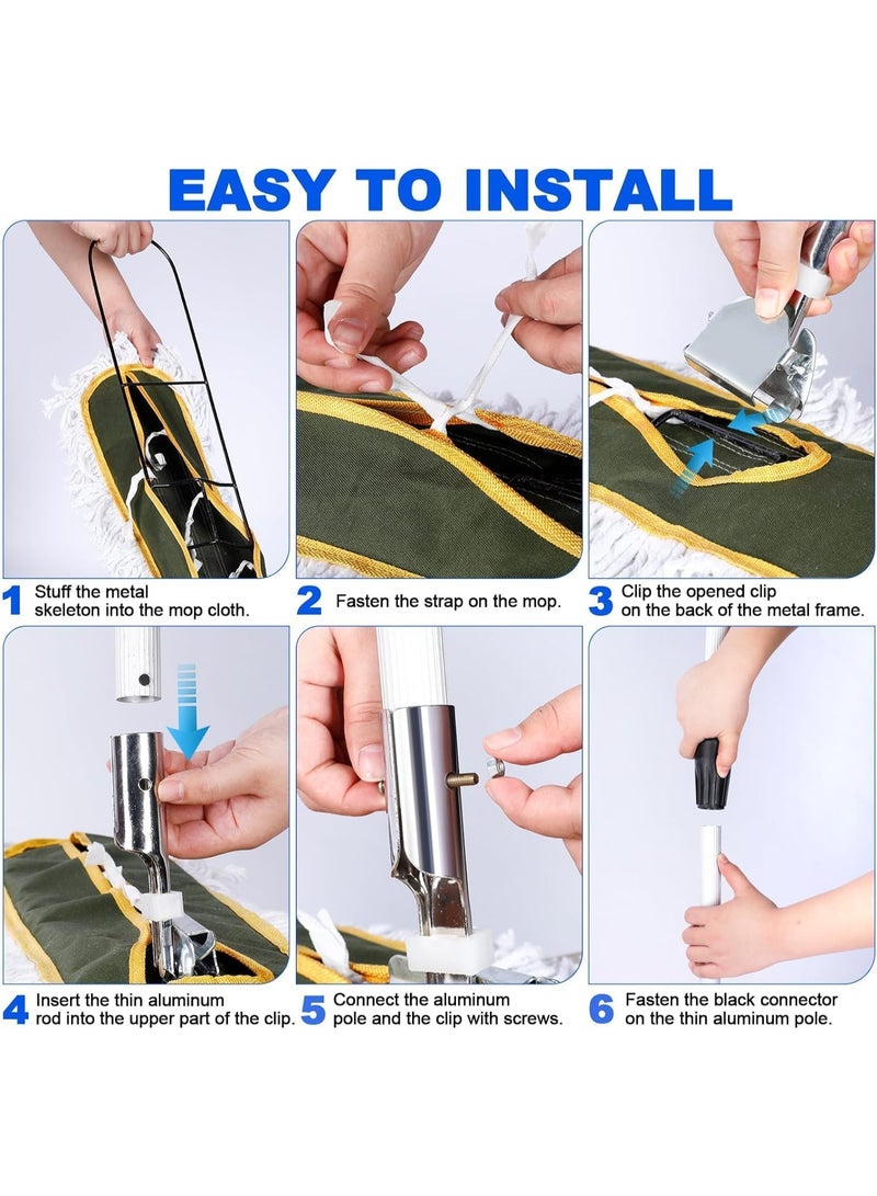 YUNSYE Floor Mop with Reusable Dust Mop Head 35.4"Industrial Commercial Dust Mop with 53"Handle Mop for Floor Cleaning Industrial Cotton Floor Dust Mop for Hotel(90cm head) - Image 4