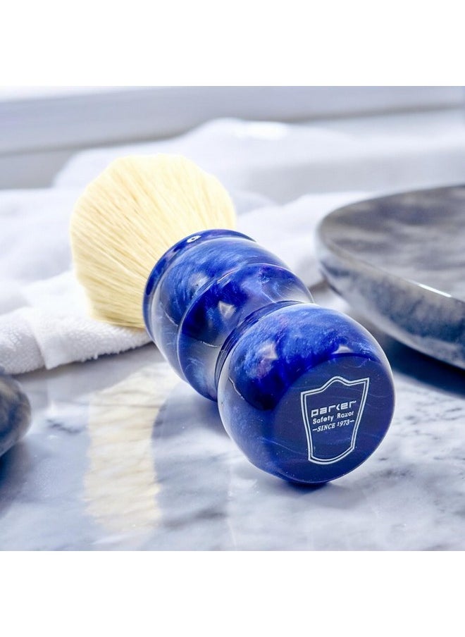 Parker Safety Razor , The Big Blue Boar, Deluxe Iridescent Blue Handle Boar Shaving Brush & Stand  - Image 3