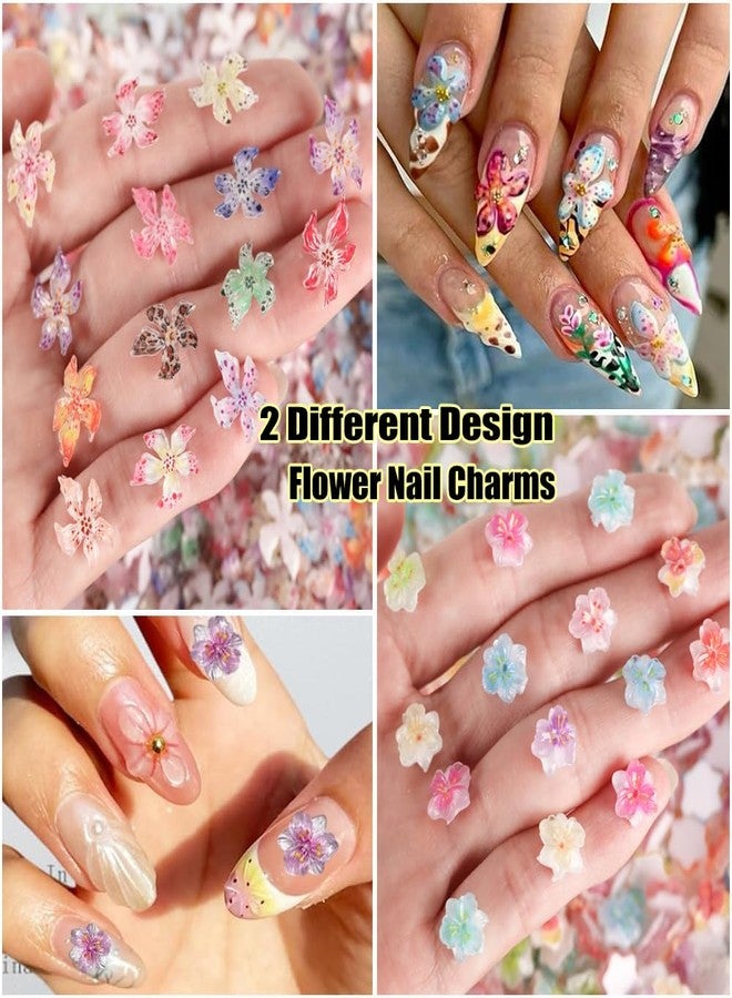 KACHIMOO 100Pcs Flower Nail Art Charms 3D Flowers for Nails Random Style Colorful Hibiscus Nails Hawaii Nail Rhinestones Resin Nail Gems for Women Nail Design - Image 2