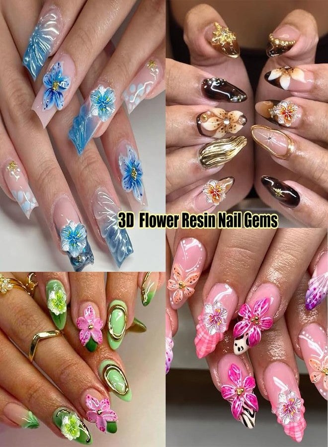 KACHIMOO 100Pcs Flower Nail Art Charms 3D Flowers for Nails Random Style Colorful Hibiscus Nails Hawaii Nail Rhinestones Resin Nail Gems for Women Nail Design - Image 5