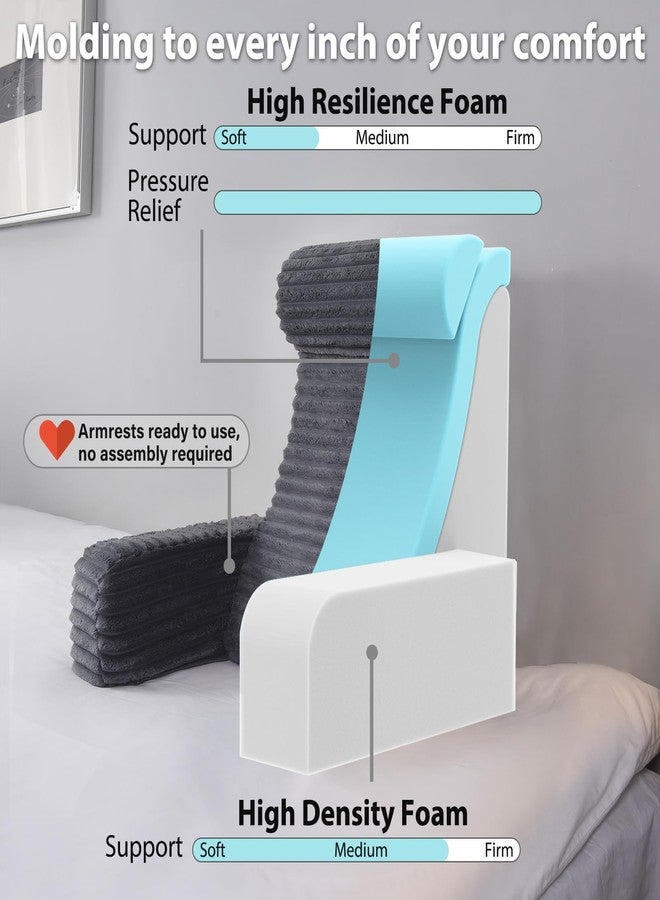 ENITYA Reading Pillow for Sitting in Bed Adult, XL Back Pillow for Bed Sitting up, Back Support Chair Pillow for Sitting up/Watching TV/Reading/Gaming/Resting/Post Surgery,Dark Grey - Image 2