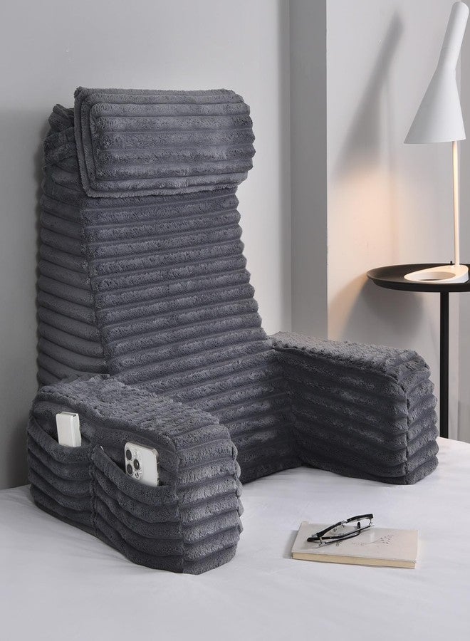 ENITYA Reading Pillow for Sitting in Bed Adult, XL Back Pillow for Bed Sitting up, Back Support Chair Pillow for Sitting up/Watching TV/Reading/Gaming/Resting/Post Surgery,Dark Grey - Image 1