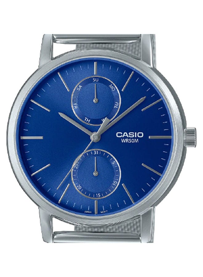 CASIO ساعة رجالية انالوج بعقارب متعددة ومينا زرقاء وسوار شبكي من الستانلس ستيل MTP-B310M-2AVDF - Image 3
