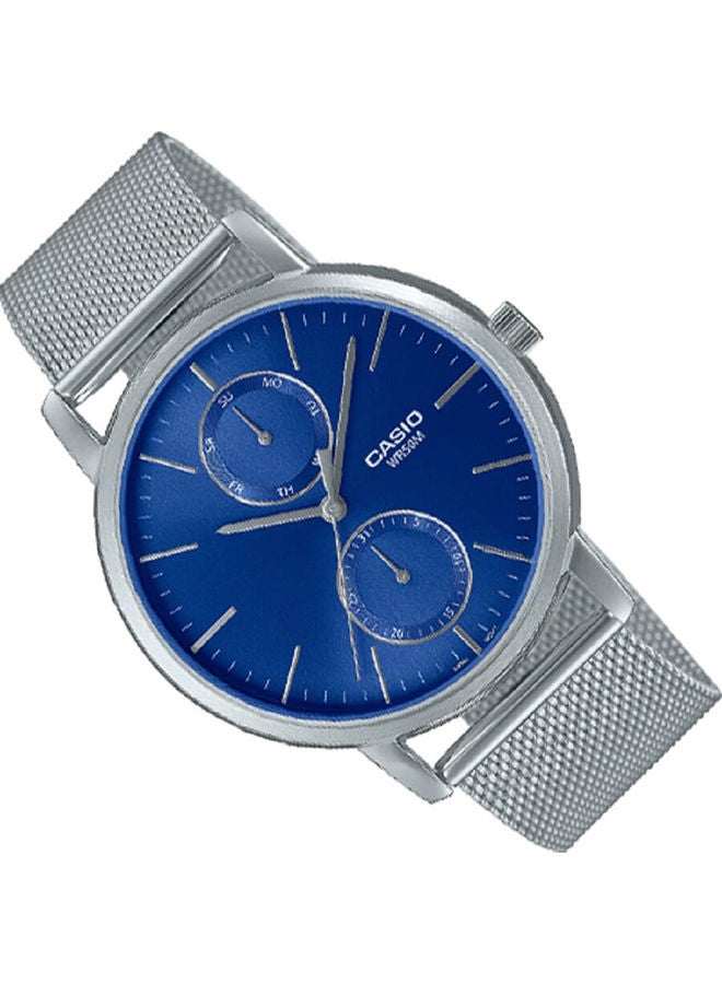 CASIO ساعة رجالية انالوج بعقارب متعددة ومينا زرقاء وسوار شبكي من الستانلس ستيل MTP-B310M-2AVDF - Image 2