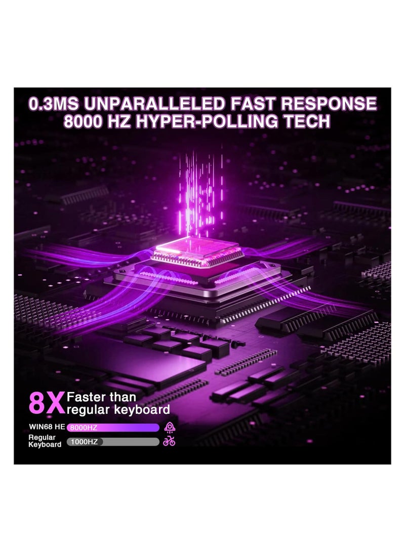 AULA AULA WIN68 HE Mechanical Gaming Keyboard 60%, Hall Effect Magnetic Switch, Rapid Trigger Mode Adjustable Actuation, 8000Hz Polling Rate, RGB Backlit Wired Keyboard for Laptop/PC Gamer  - Image 4