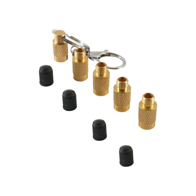 4 in 1 Brass Car Tire Deflator Tool Kit Portable Tire Air Down Tool for Offroad Vehicle Accessories Tyre Air Pressure Deflation Valve Tools with Valve Caps Keychain Tire Relief Bleeder Set