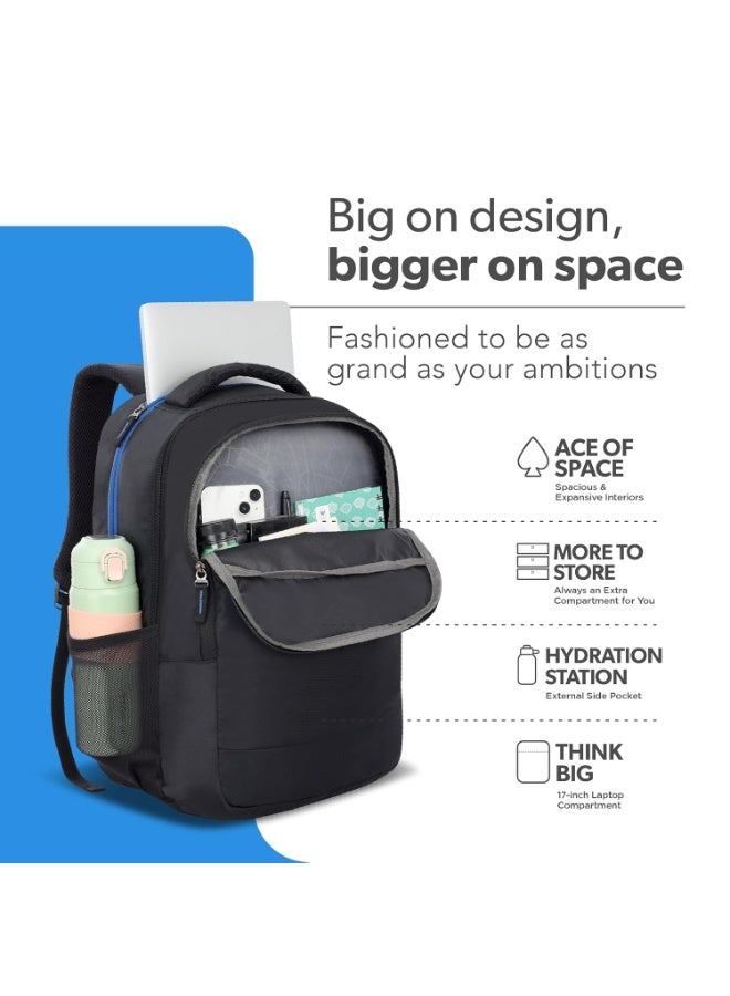 American Tourister Dolph+ 01 Laptop Backpack, 33L & 17" Inch Laptop Compartment, front organiser, bottle holder Backpack Bag For Man And Women, Black - Image 2