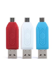 Generic V8 Card Reader Mobile Phone Tablet Connection SD/TF Dual Reading USB 2-in -1 Card Reader-Interface Form:Blue  - Image 1
